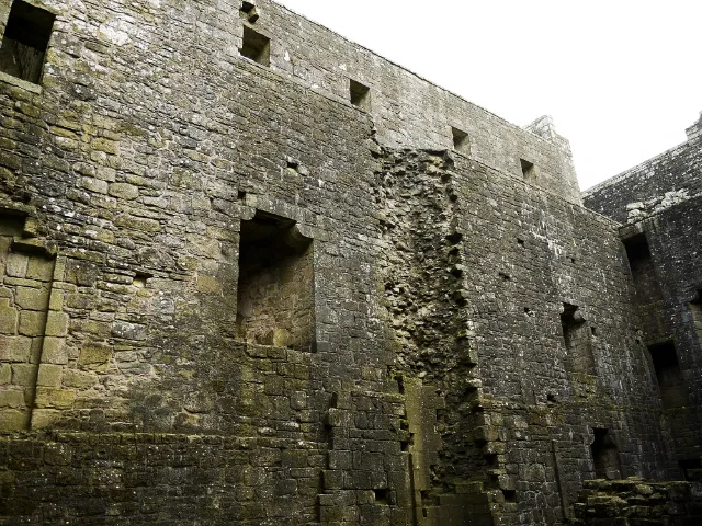 Interior walls with traces of former floors at Hermitage Castle