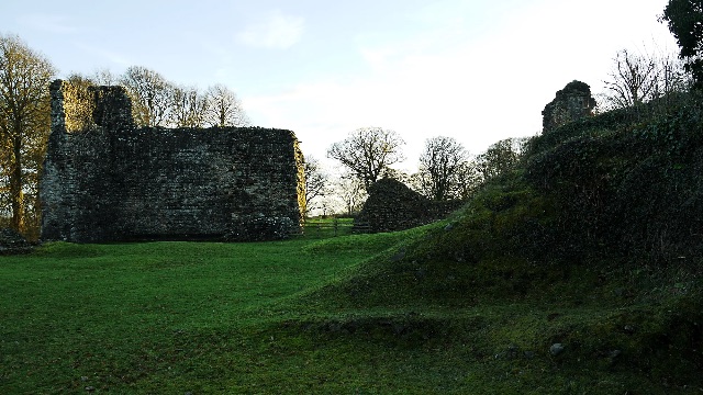 Grassy hollow between the surviving walls — Lochmaben Castle